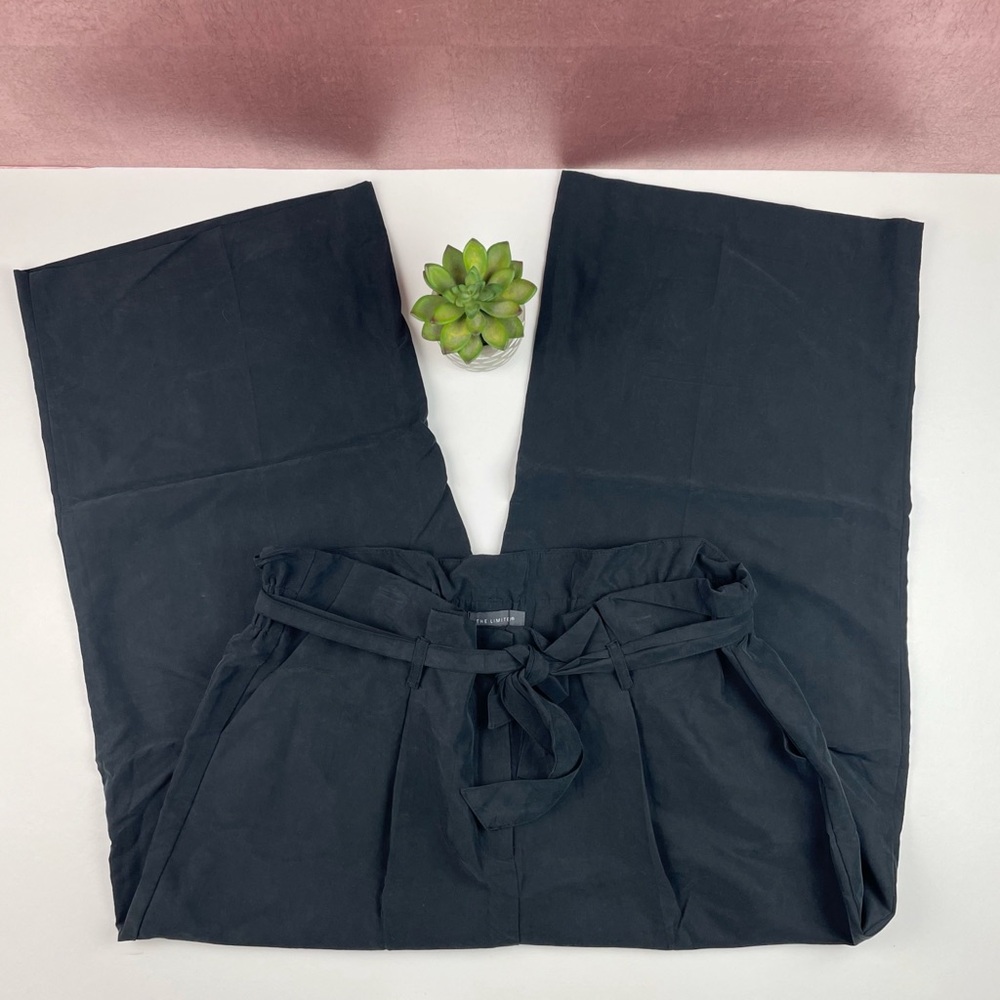 The Limited Solid Black Waist Tie Belt Pants Women Size 14